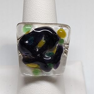 Artisan Handmade large glass statement ring